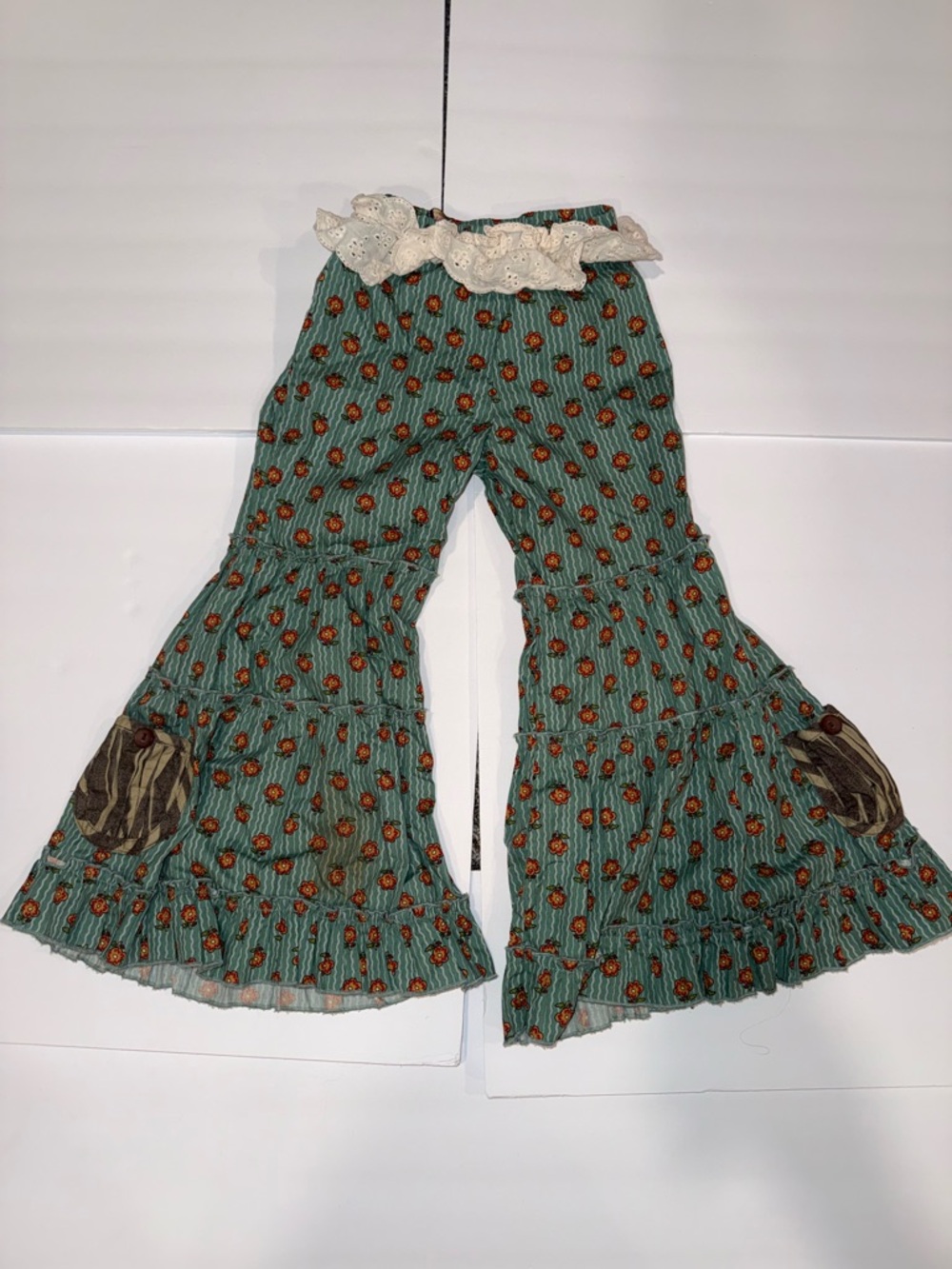 Mustard Pie Teal Floral Top with Orange and Yellow Flowers